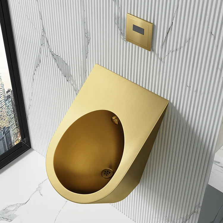 OEM на заказ SS304 Золотой Мужской настенный Овальный безводный ванный из нержавеющей стали для ванной комнаты с датчиком писсуара