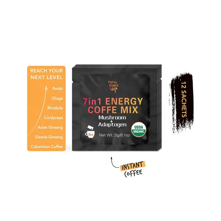 
Оптовая продажа, кофейный микс Reishi, кофейный гриб 7 в 1, черный мгновенный кофе 
