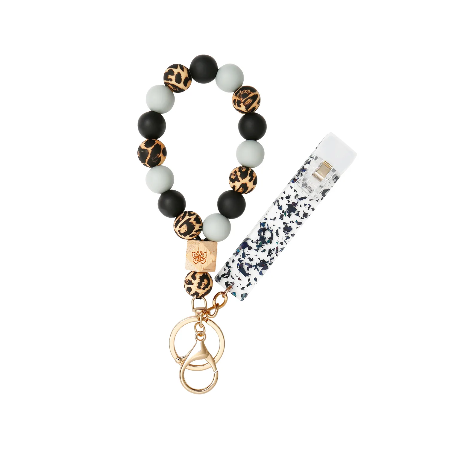 keyring ATM Non-contact Card Extractor Long Nail Card Picker Keychain Silicone Bead Bracelet Credit Card Grabber Keychain