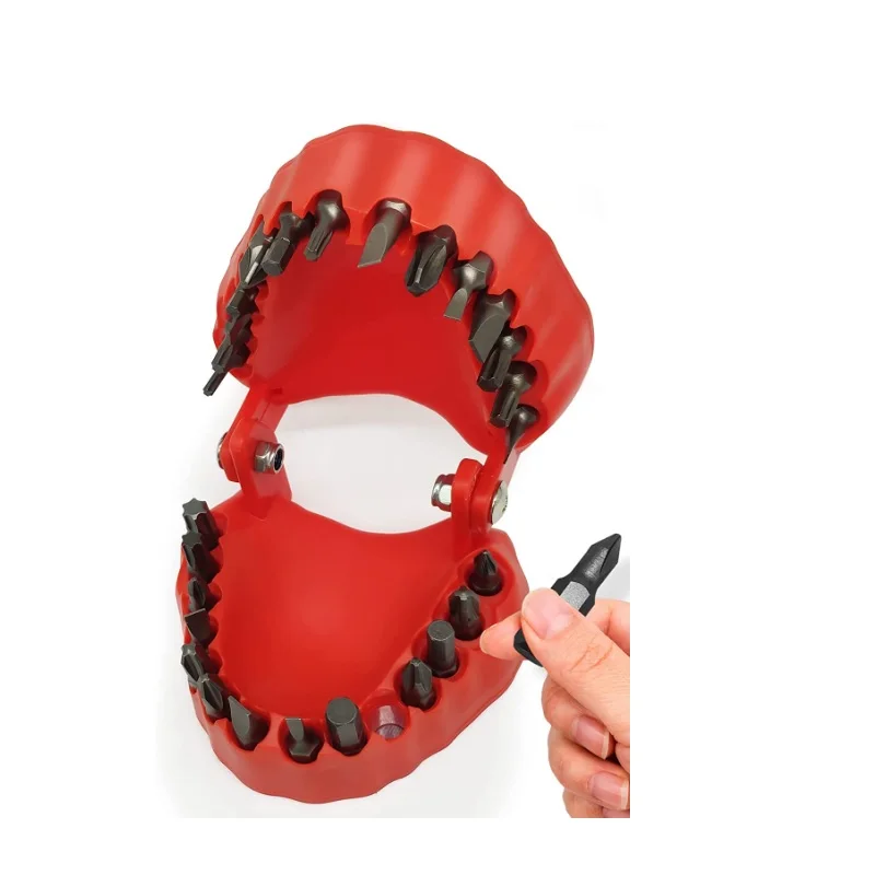 28pcs Teeth Model Screwdriver Drill Bit Organizer Holder, Denture Design magnetic Drill Bit Holder