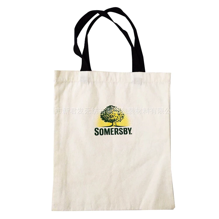 
High Quality Portable Cotton Tote Eco Friendly White Reusable Canvas Shopping Bag 