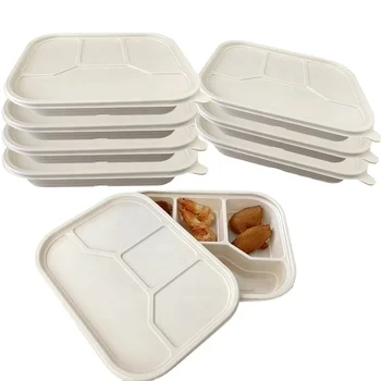 3 4 5 Compartment eco-friendly disposable biodegradable food grade cornstarch lunch packaging bowl takeaway fast food container