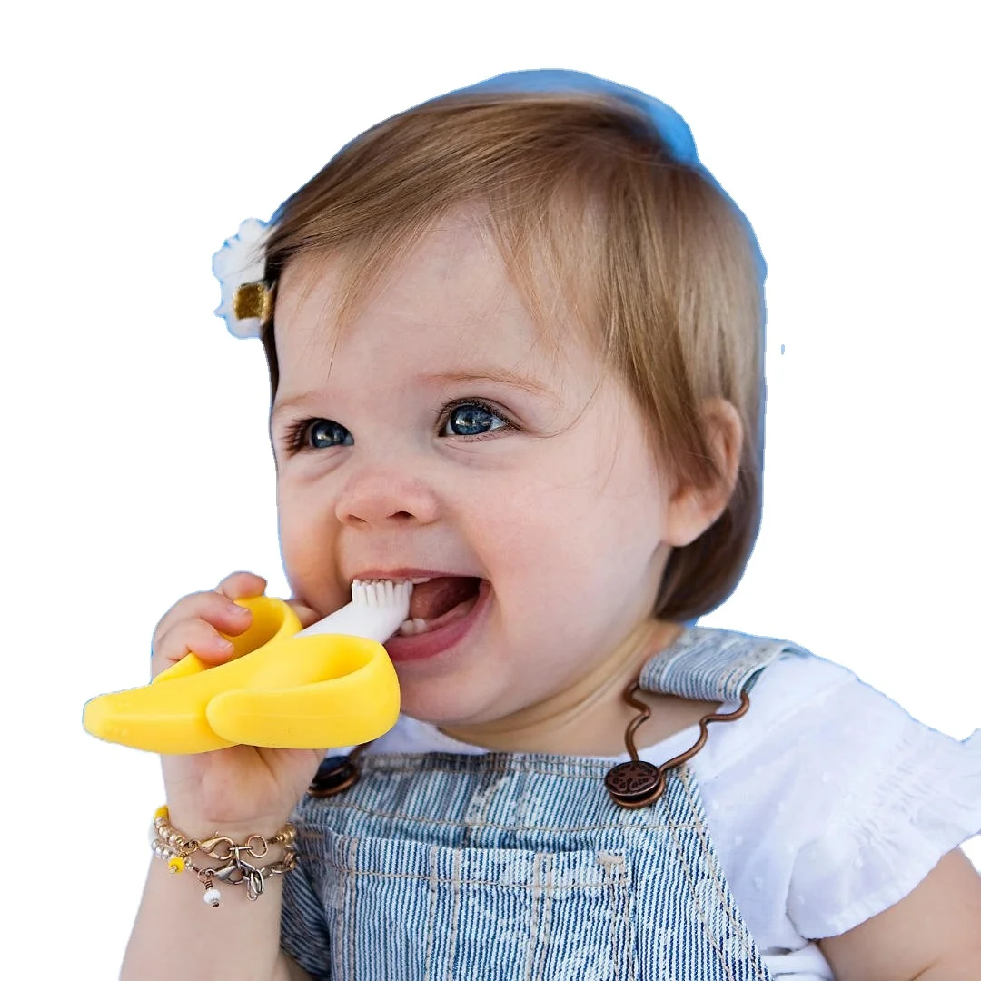 Giraffe banana shape toy braces chewing tooth aid chewing device baby silicone toothbrush