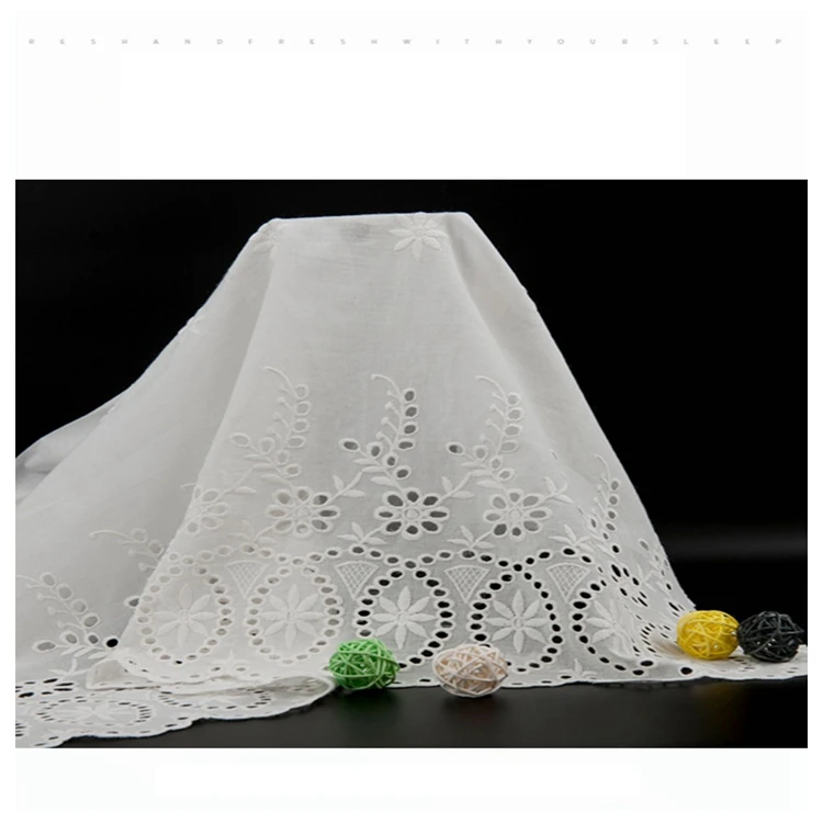 
Factory direct sales dress embroidered fabric 9088 cotton skirt lace large machine hollow embroidery skirt embroidery 