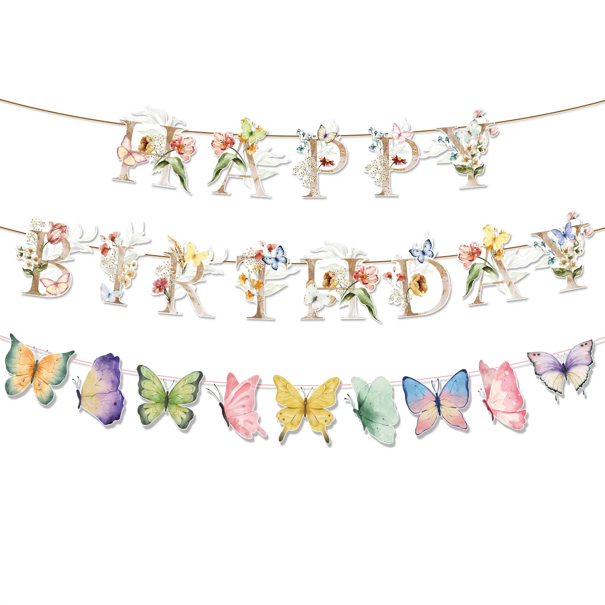 Wholesale Spring Butterfly Letter Pulling Banner 2024 Happy Birthday Party Decoration Mothers Day Flower Wholesale Gifts