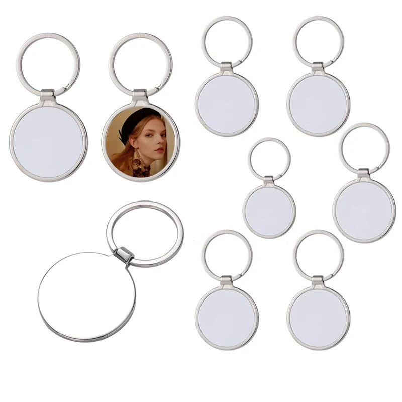 Heat Transfer DIY Crafts keychain with logo key holder Single-sided sublimation metal keychain