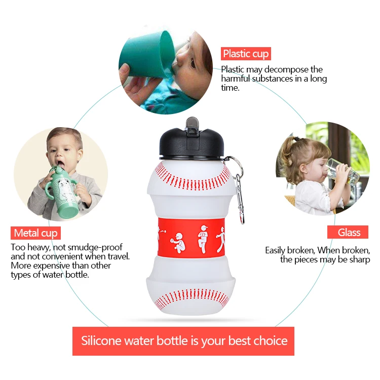 Outdoor Sport BPA FREE Silicone Water Bottle For Children botella de agua plegable School Water Bottled