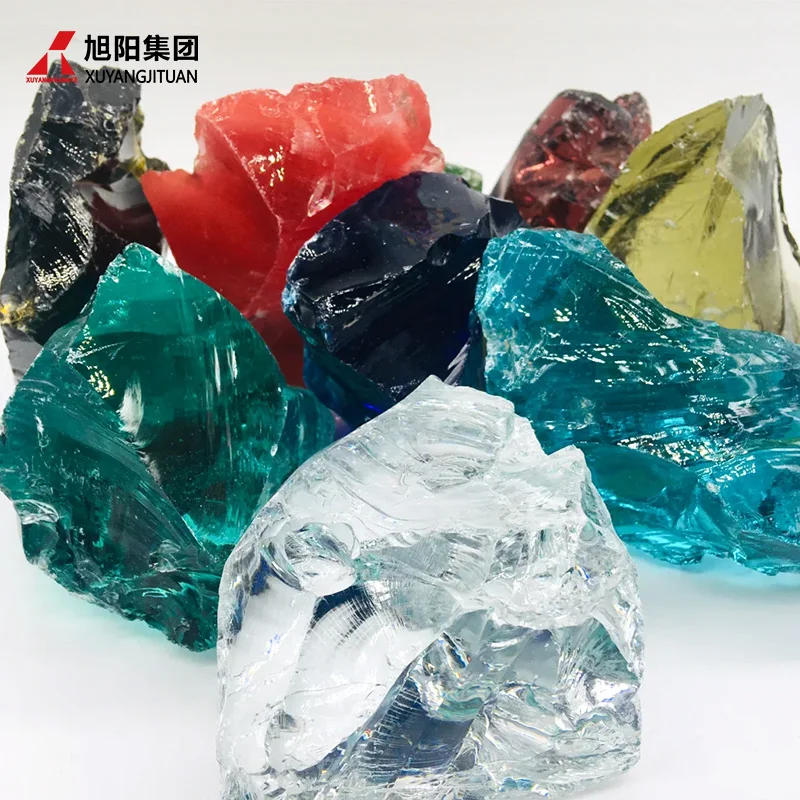 Wholesale Environment-friendly Recycled Glass Rocks Glass Crushed Glass Sand Gravels Block for Garden Paver Landscaping
