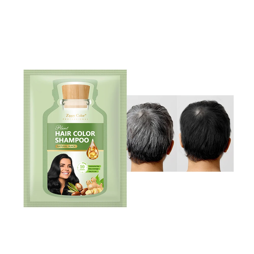 New Fashion Black Hair Color Shampoo Private Label Hair Black Shampoo Fast Dye Shampoo Hair Color With Sachet
