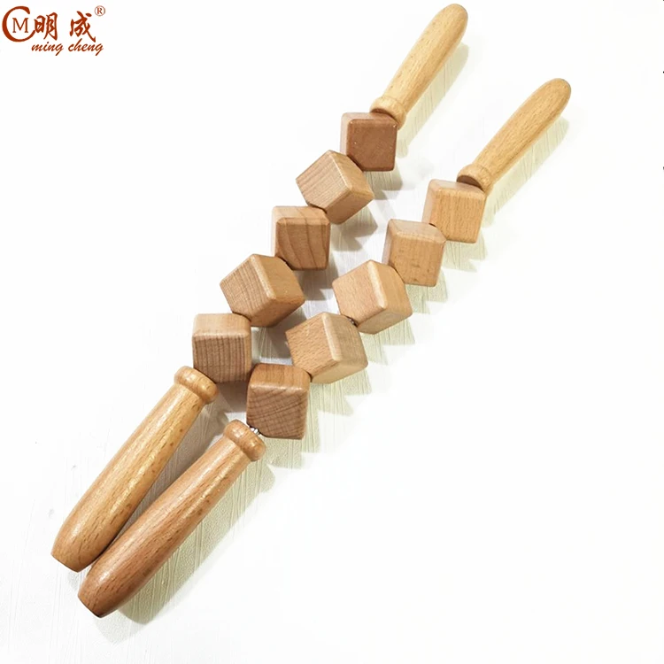 Beech Wood Granules Yoga Abdomly Massag Stick Roller Manual Massage Wood Roller tool,lymphatic wooden massager for back