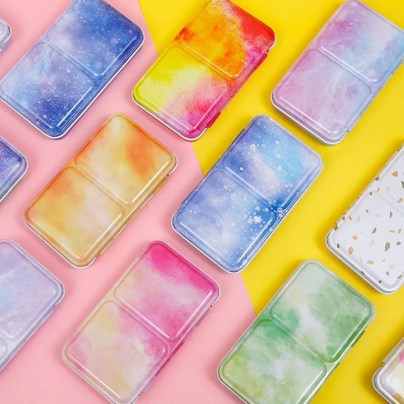 Customized Colors Metal Case palette tin Small Empty Watercolor half pan tin for Watercolor/Acrylic 12 half pans