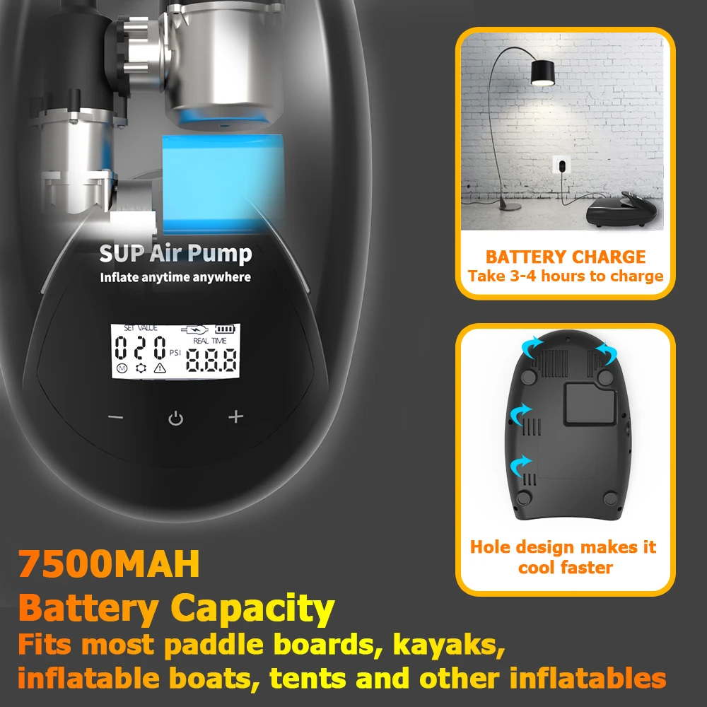 12/15/20PSI SUP PUMP Water Engine Air Jet Bilge Small Electric Sup Board Pump 20Psi for Fishing Boats