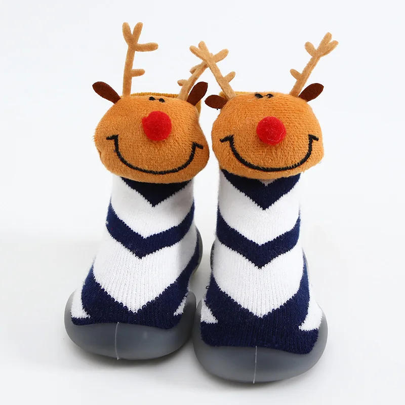 JX-I-1151 Custom design socks winter thickened Christmas socks shoes baby toddler shoes