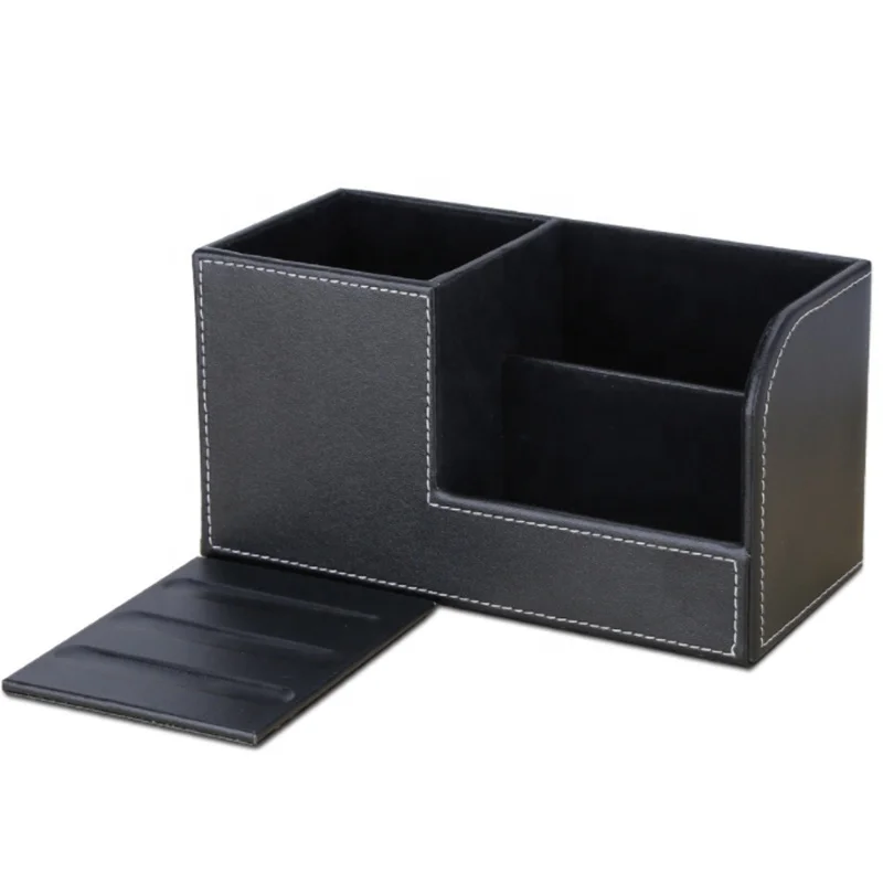 
Creative Leather Pen Holder Multi-function Business Desktop Mobile Phone Stationery Storage Box 
