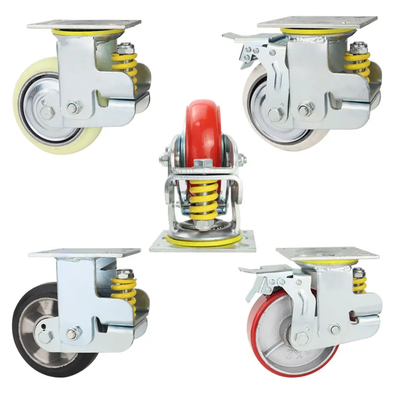 
factory cheap price6 inch Single springs PU wheel for automobile industry shock absorber caster Universal caster with brake 