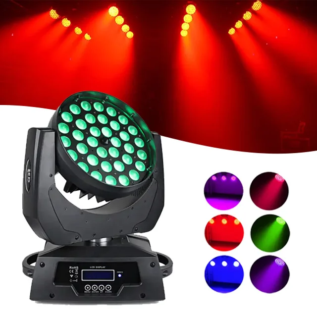 Pro Dj Disco Stage Light 36 x 10w RGBW  4in1 Zoom Wash  luces  Led Moving Head light for stage disco decoration