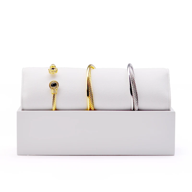 
Newest Solid wood tray white lacquer with Microfiber pillow for Watch Bracelet Bangle Storage Exhibitor Wooden display trays 