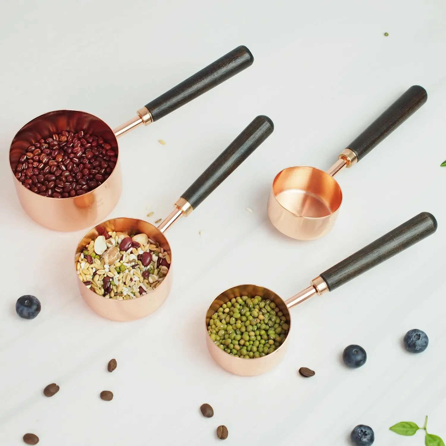4 pcs Set Stainless Steel Rose Gold Measuring Spoon Cup
