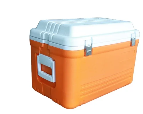 Large capacity 62L PU foaming Blow molding hard  cooler plastic fishing ice cooler box with handle for fishing