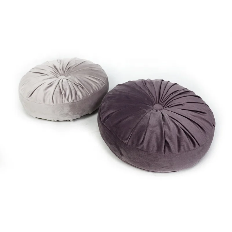 Velvet Round Pumpkin Throw Pillow Couch Cushion Floor Pillow for Sofa Chair Bed Car Home Decorative Woven Memory Modern DDP SGS