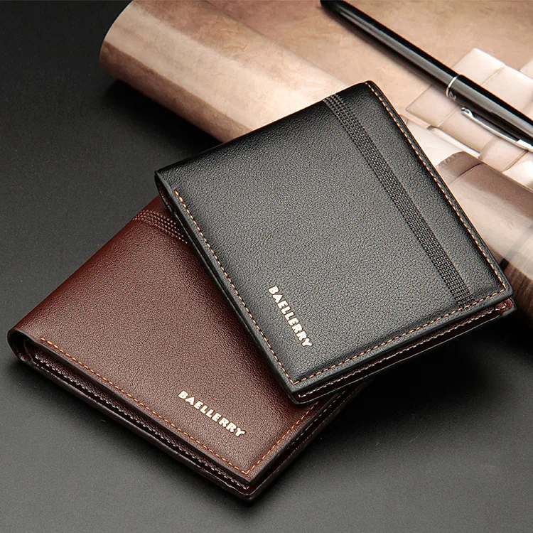 OEB006 New Fashion Men Wallet Business Casual Slim Wallet Purse Short PU Leather Brand Wallet for Men ID Credit Card Holders