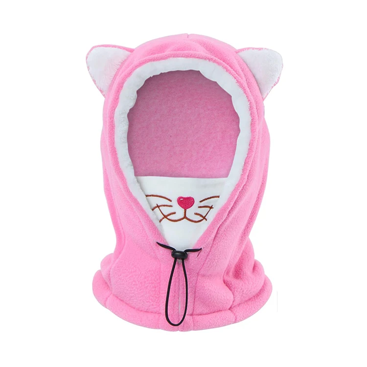 Kids Balaclava Ski Mask Cold Weather Fleece Face Mask with Hood, Windproof Outdoor Winter Hat for Boys & Girls