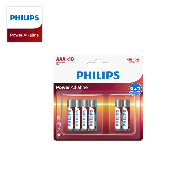Philips Best Quality OEM Non Rechargeable 1.5v 1170 mAh LR03 AAA Toy Alkaline Battery