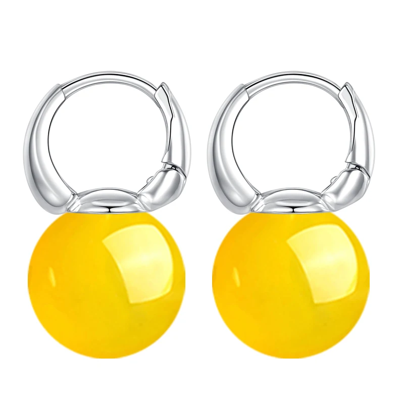 factory outlet yellow agate earrings buckle ruby blue chalcedony earrings Imitation green agate Earring buckle wholesale