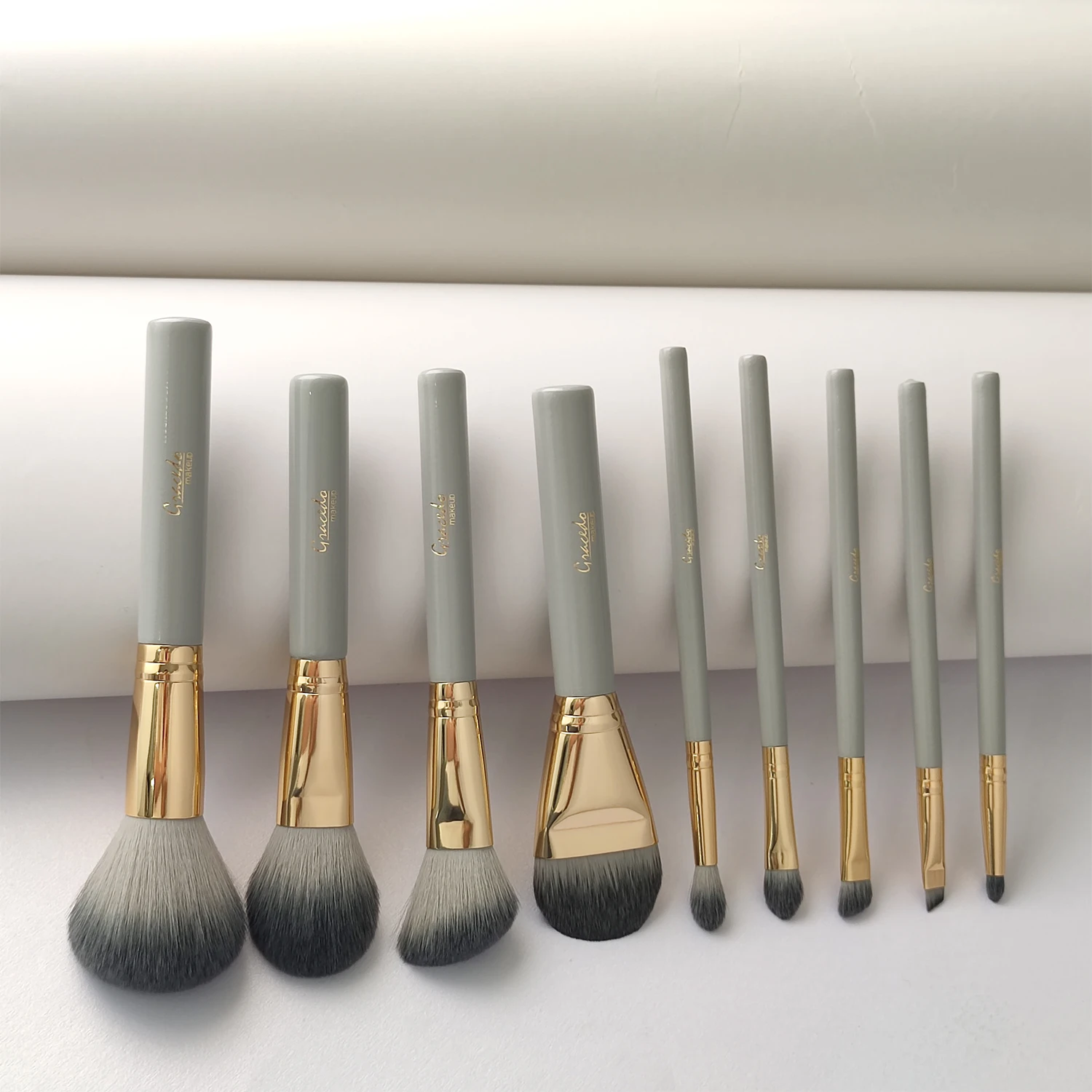 GRACEDO 9pcs grey new makeup brush set professional high quality makeup brush supplier soft full customize makeup brush set