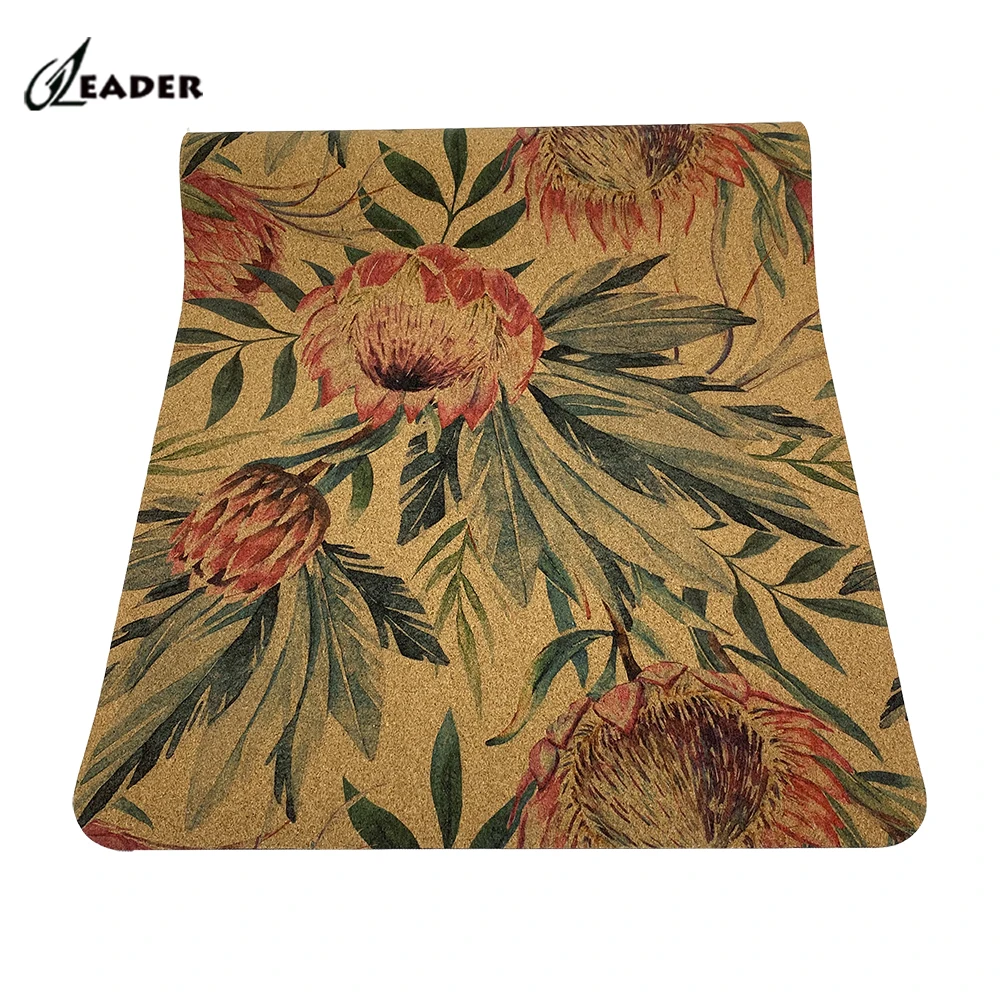 Wholesale Custom Logo Eco Printed Natural Rubber Tpe Matt Block Ball Bag Set Thick Cork Yoga & Pilates Mat With Logo Strap