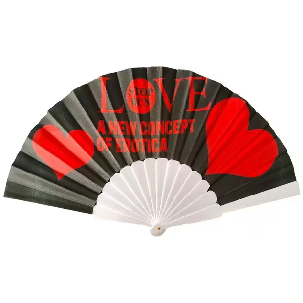 Promotion Custom Printed logo Folding fan 23cm Plastic Hand Held Fan for Wedding Festival favors