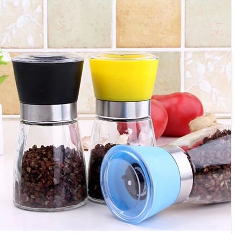 Hot Amazon High Quality New Stainless Steel Mill Salt Pepper DIY Manual Bottle Glass Kitchen
