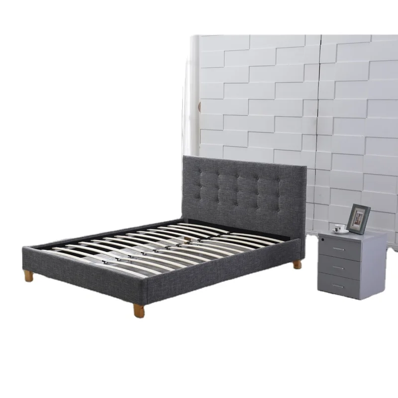 Современная модная дизайнерская тканевая деревянная современная мягкая деревянная кровать большого размера