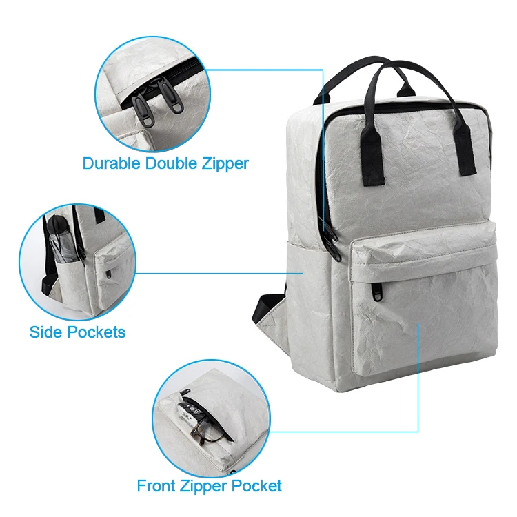 Juni fashion outdoor sports backpack custom casual travel rucksack waterproof dupont tyvek paper bagpack