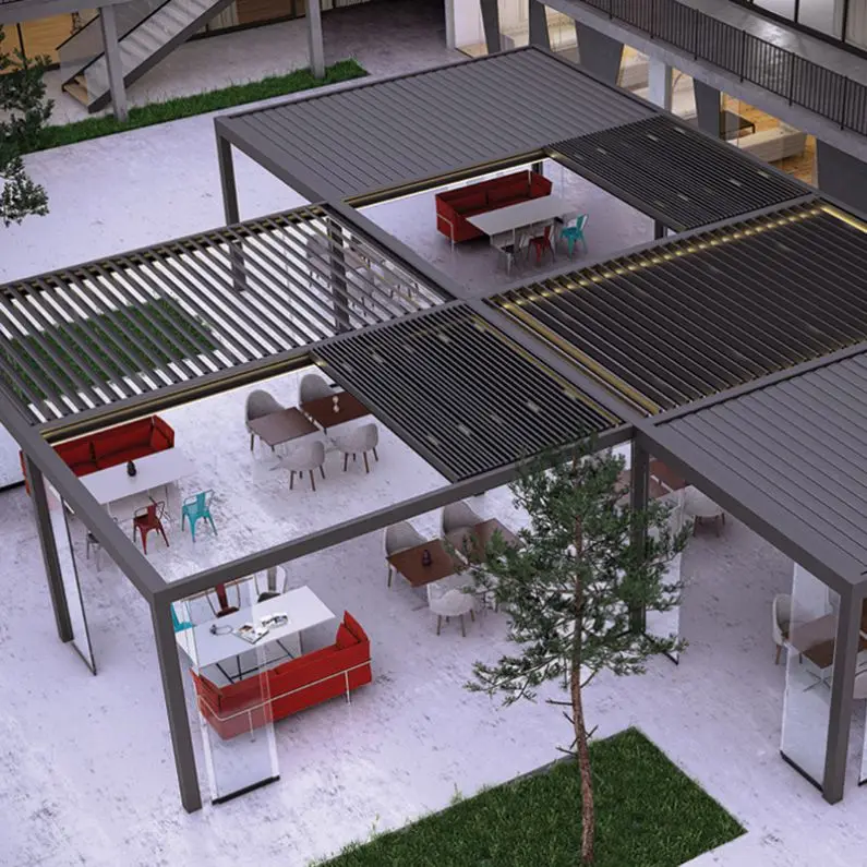 CLEARVIEW Motorized aluminum louvered retractable patio cover roof pergola 5x5 awning kits waterproof Aluminum Pergola for house