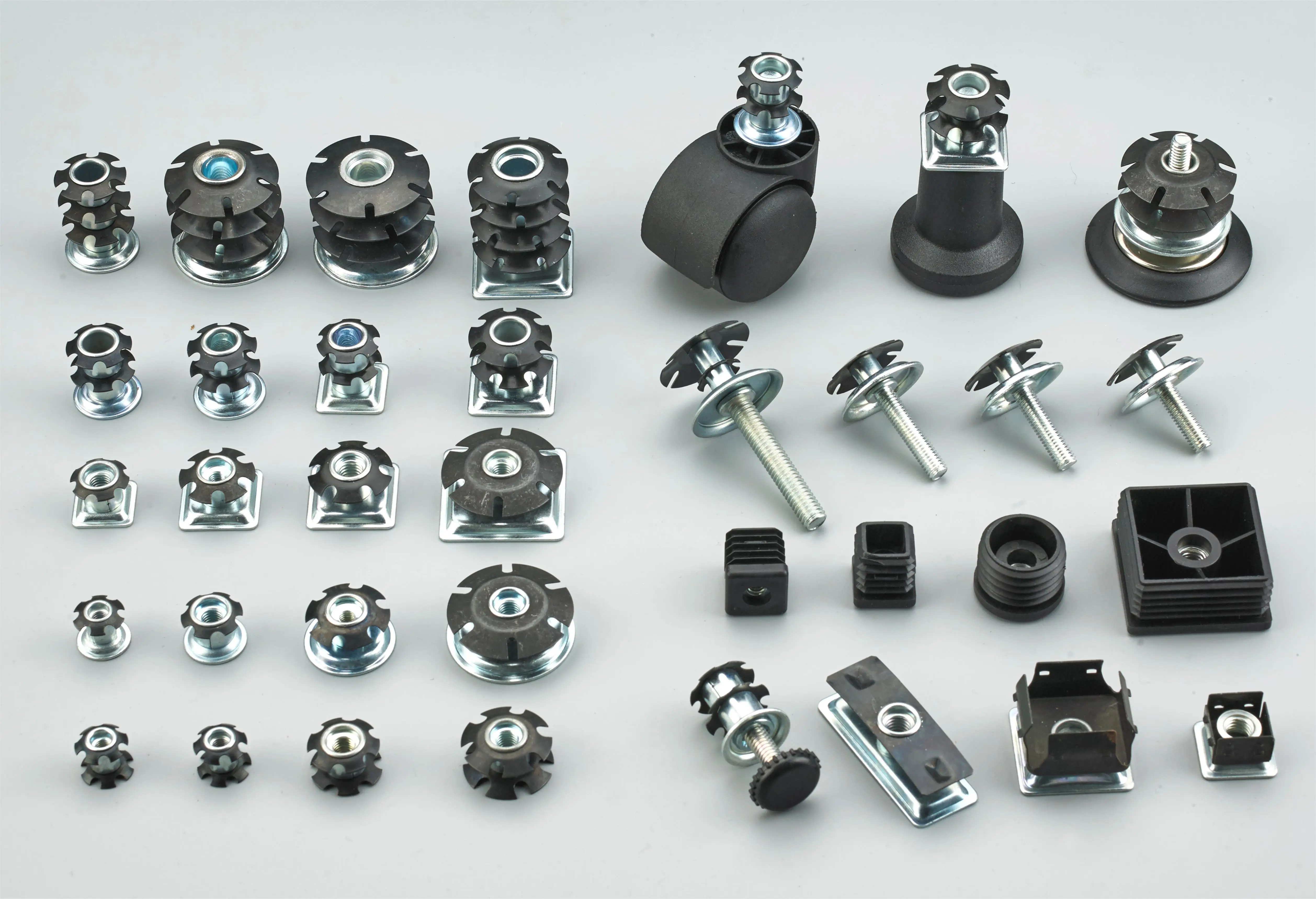 OEM ODM Custom logo Wooden table chair sofa leg Zinc plated Pipe to Casters Steel metal Pipe threaded tube connecting Star Nuts