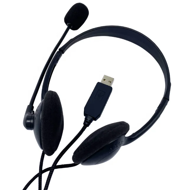 Microphone Headset with USB Wired Computer Gaming Headset Call Center Microphone Headphone