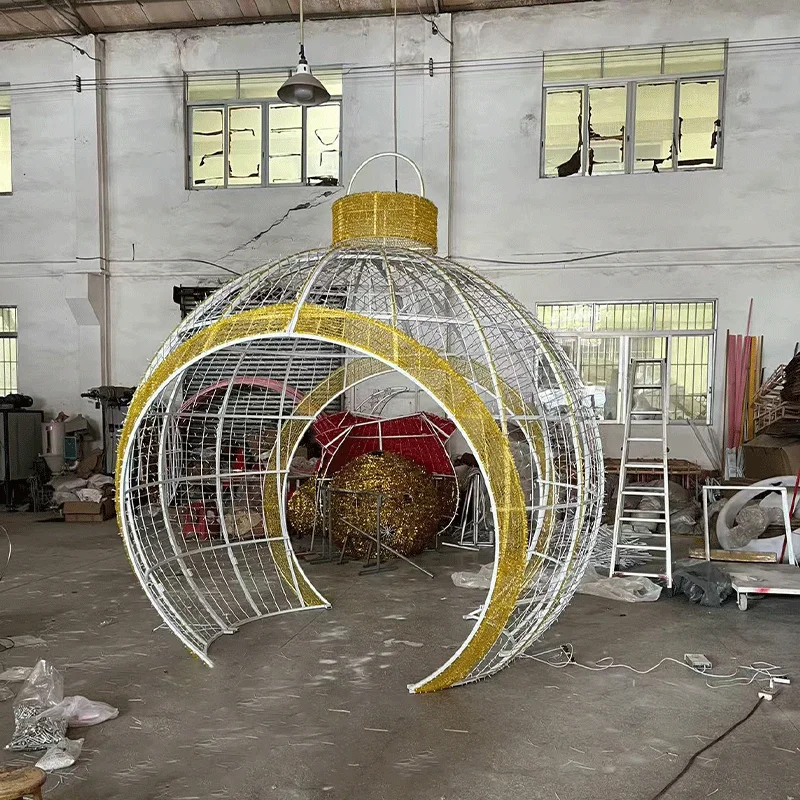 Customized Outdoor Waterproof Large Christmas Led Light Ball Luxury Commercial Street 3D Decoration