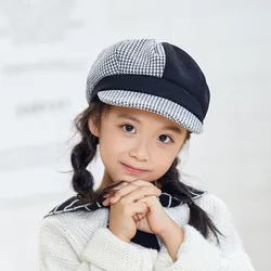 High Quality Wool Blend Contrast Color Peaked Cap for Children Unisex Fashion Outdoor Sun Protection Kids Beret Hat