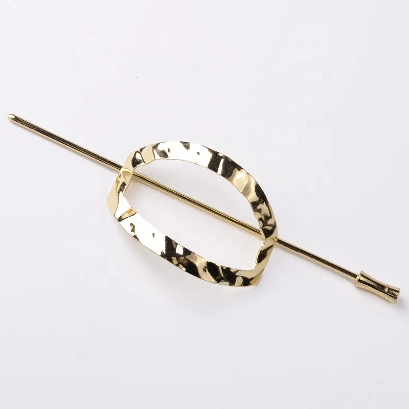 Beautiful Round Square Simple Geometric Metal Rose Gold Silver Chopsticks French Hair Chignon Pin Accessories Hair Chop Sticks