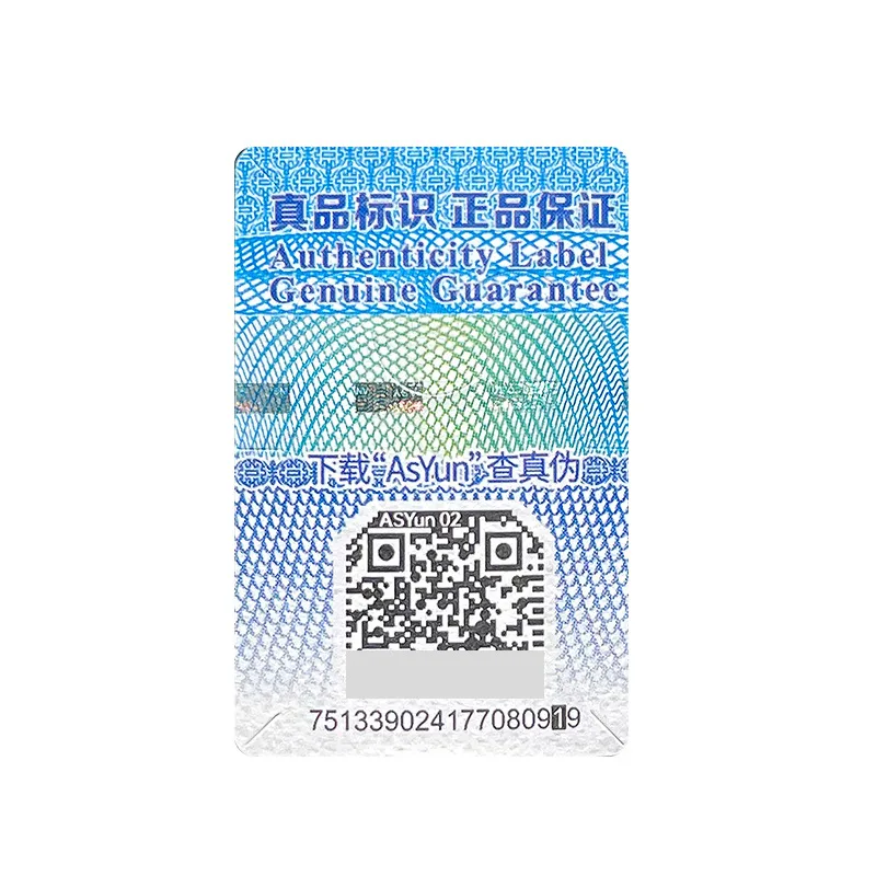 ASY Factory Anti-Theft Square Authenticity Trackable QR Code Security Sticker Tamper Proof Genuine Label