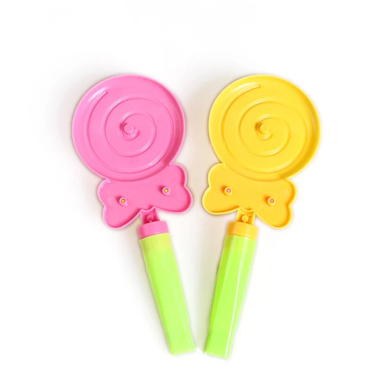 Macarons Candy Colors Lollipop Shape Plastic Windmill Toys Fan Whistle For Kids