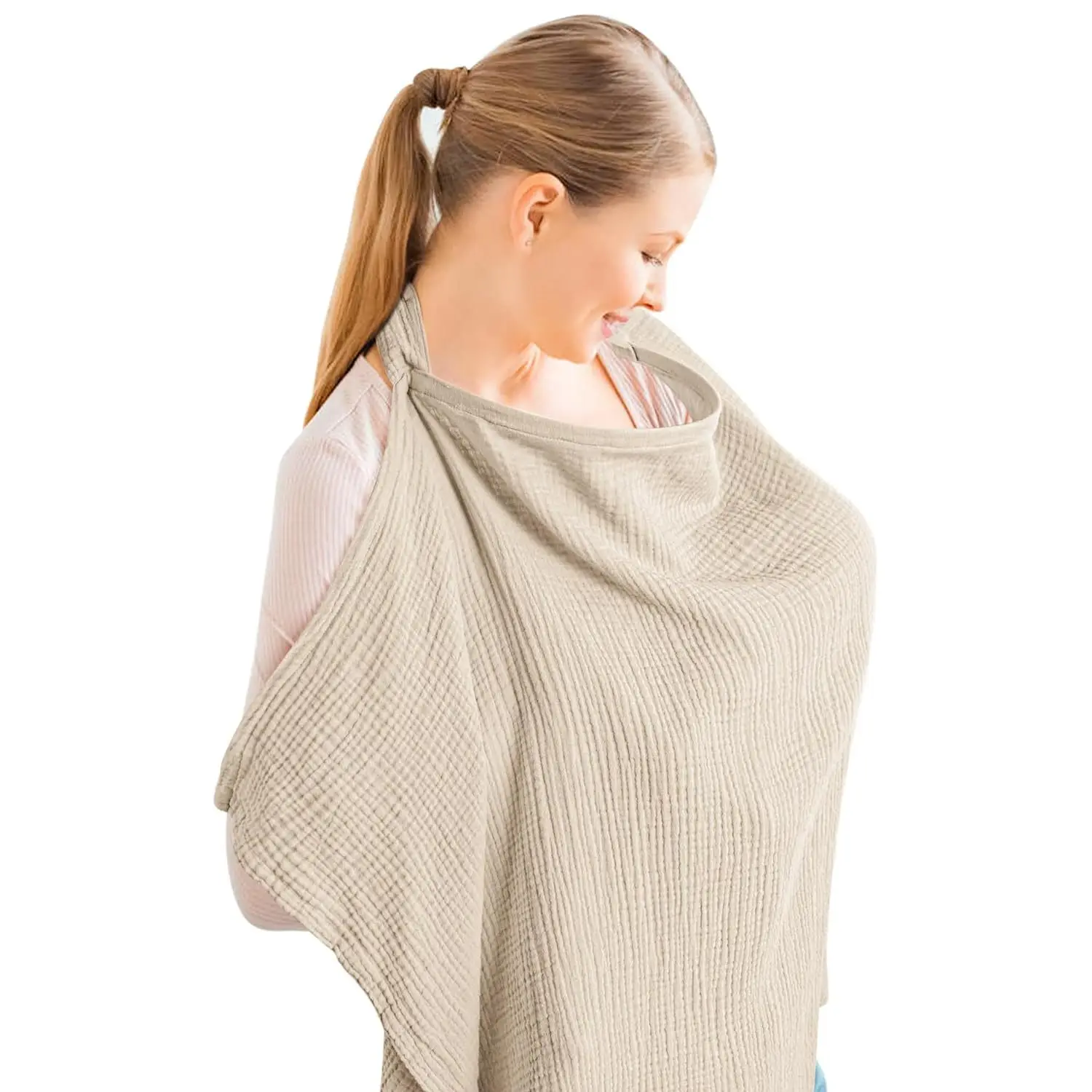 Multi Function Use Full Coverage Privacy Breathable Cotton Breastfeeding Cover Muslin Nursing Apron for Baby and Mum