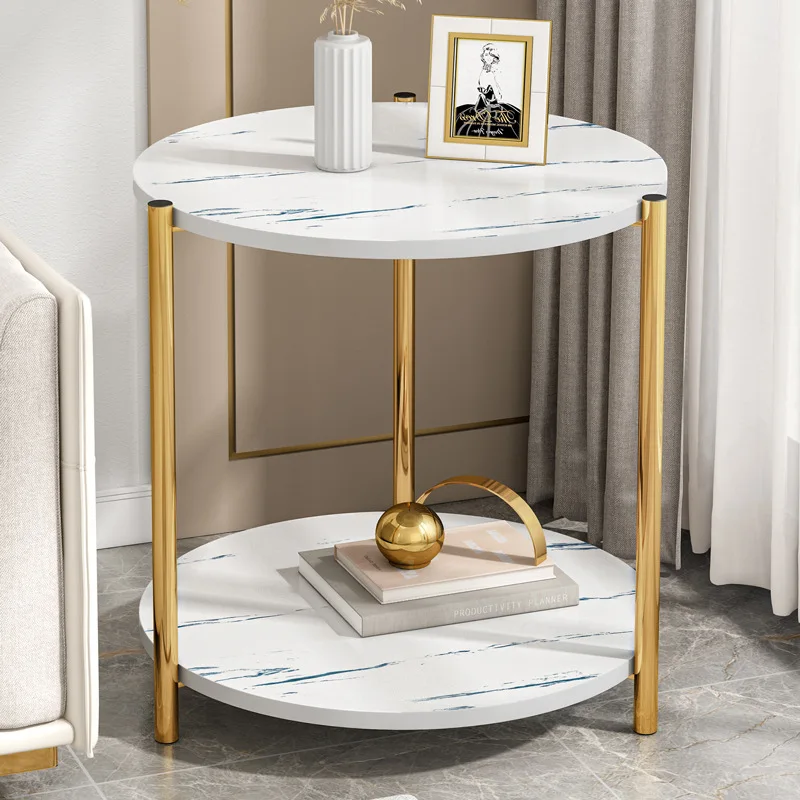 Living Room Console Tables Modern Furniture Marble Table Home Furniture Gold Finish Marble Top Round Side Table
