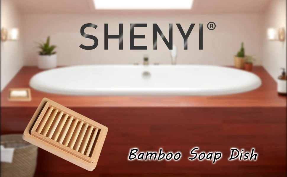 Household bamboo and wood soap box bracket, double-layer drainage soap box hand-made bathtub shower to keep soap dry.