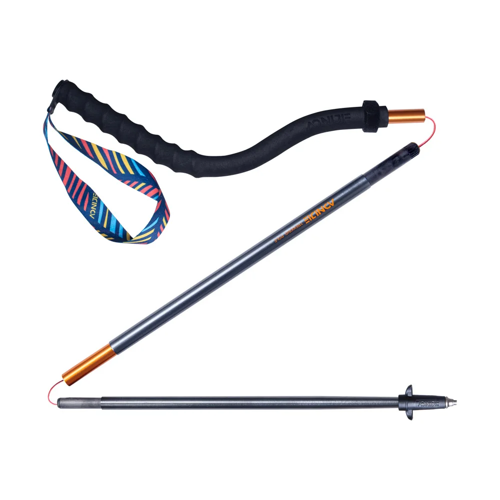 AONIJIE Outdoor Curved Handle Trekking Pole Cross-country Running Hiking Stick Folding Alpenstock Carbon Aluminum S-shaped Stick