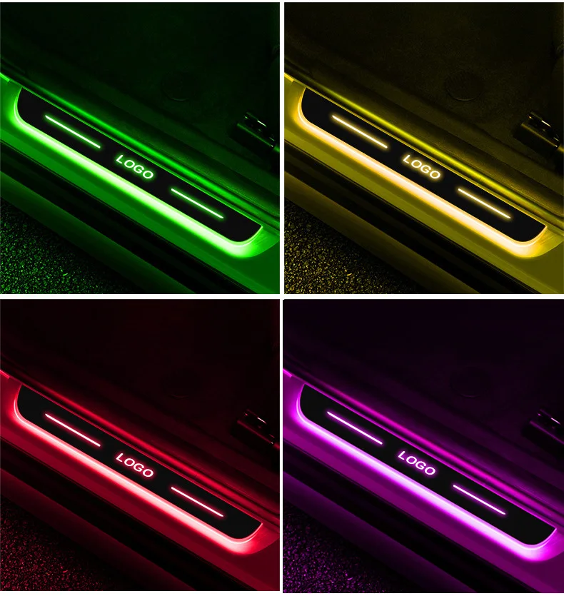 Auto Accessories Illuminated RGB multi color Light Moving Car Led Illuminated Door Sill Plate