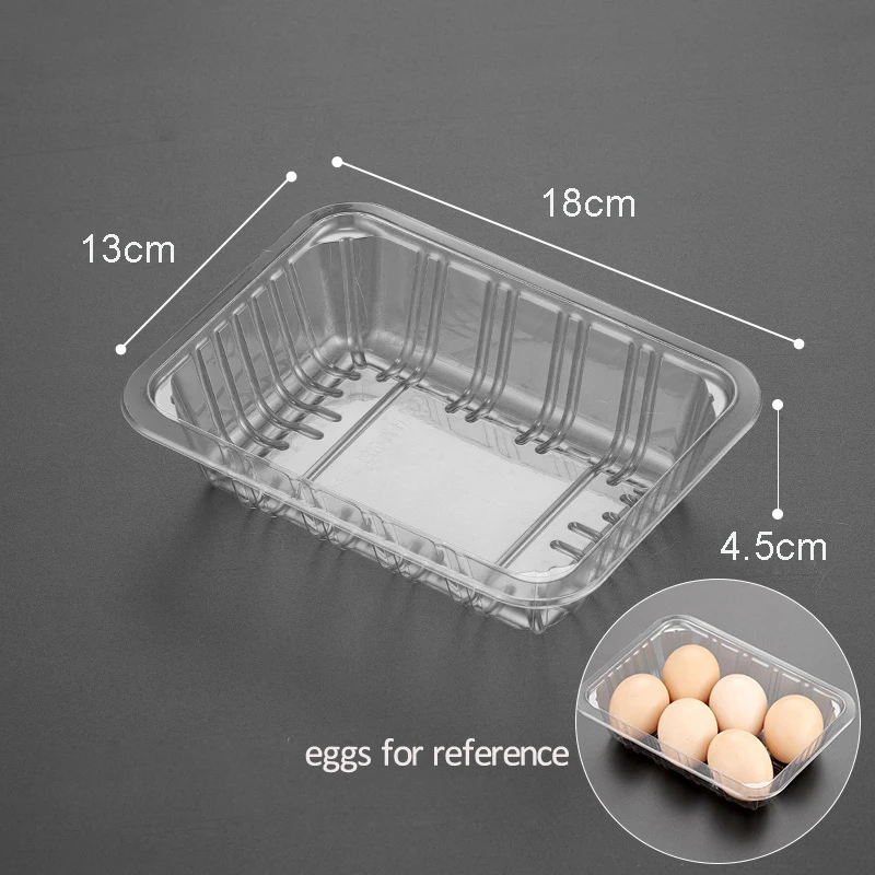
500g Capacity 18*13cm Disposable Plastic Frozen Food Packaged Tray 