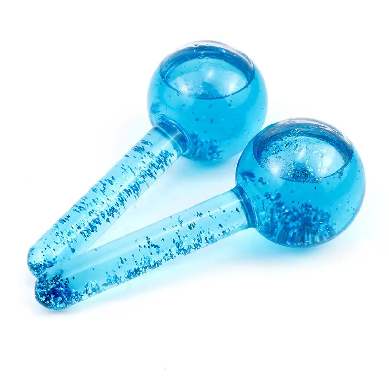 Blue Ice Globe Amazon Hot Selling Facial Massage Roller Magic Beauty Products Glass Ice Globe