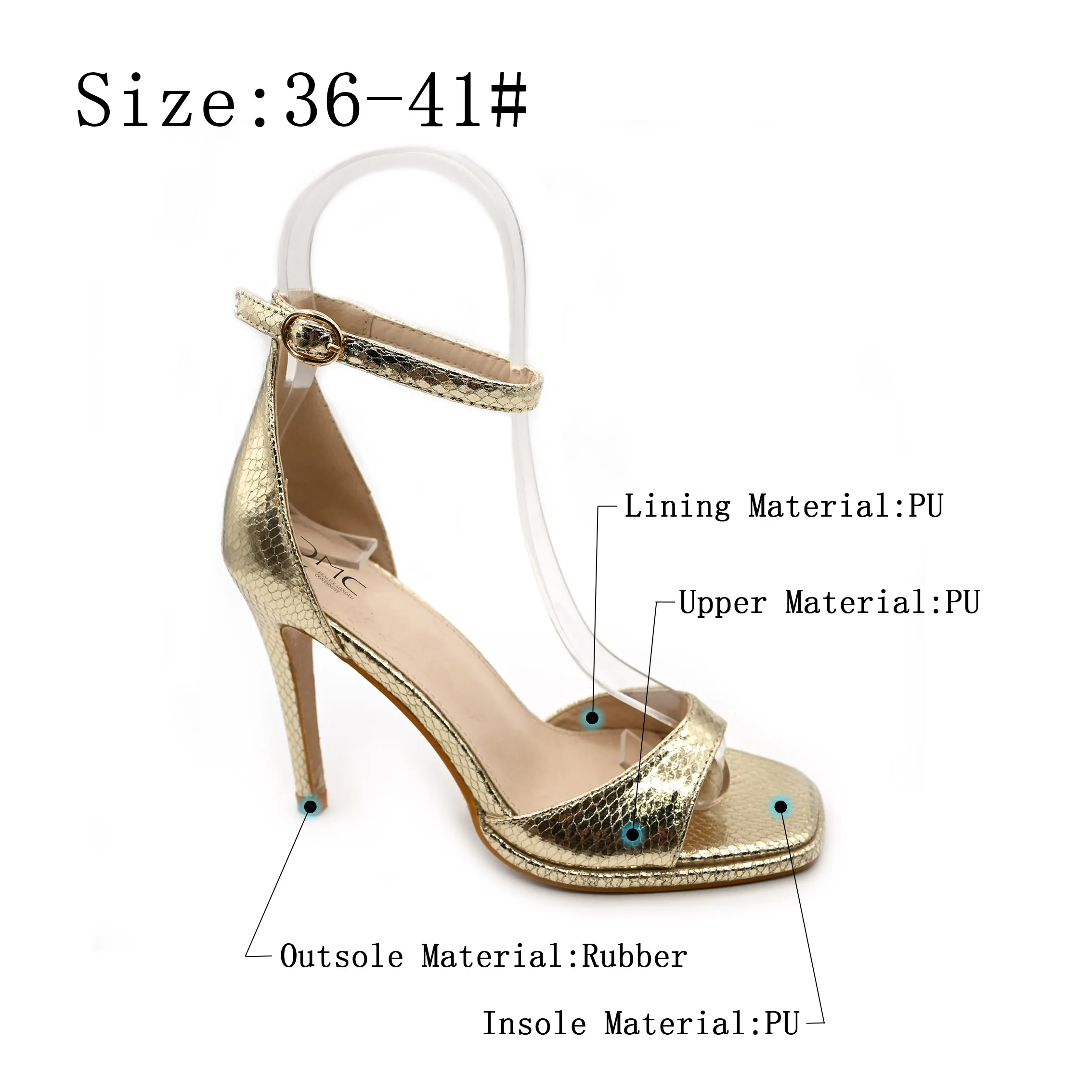 Ladies Shoes Wholesale High-Quality High Heels Sandal Gold Serpentine Pattern Sexy Women Heels Ladies Sandals